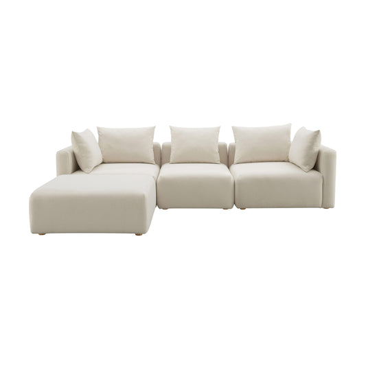 Hangover 4-Piece Cream Performance Linen Modular Sectional - Default Variant