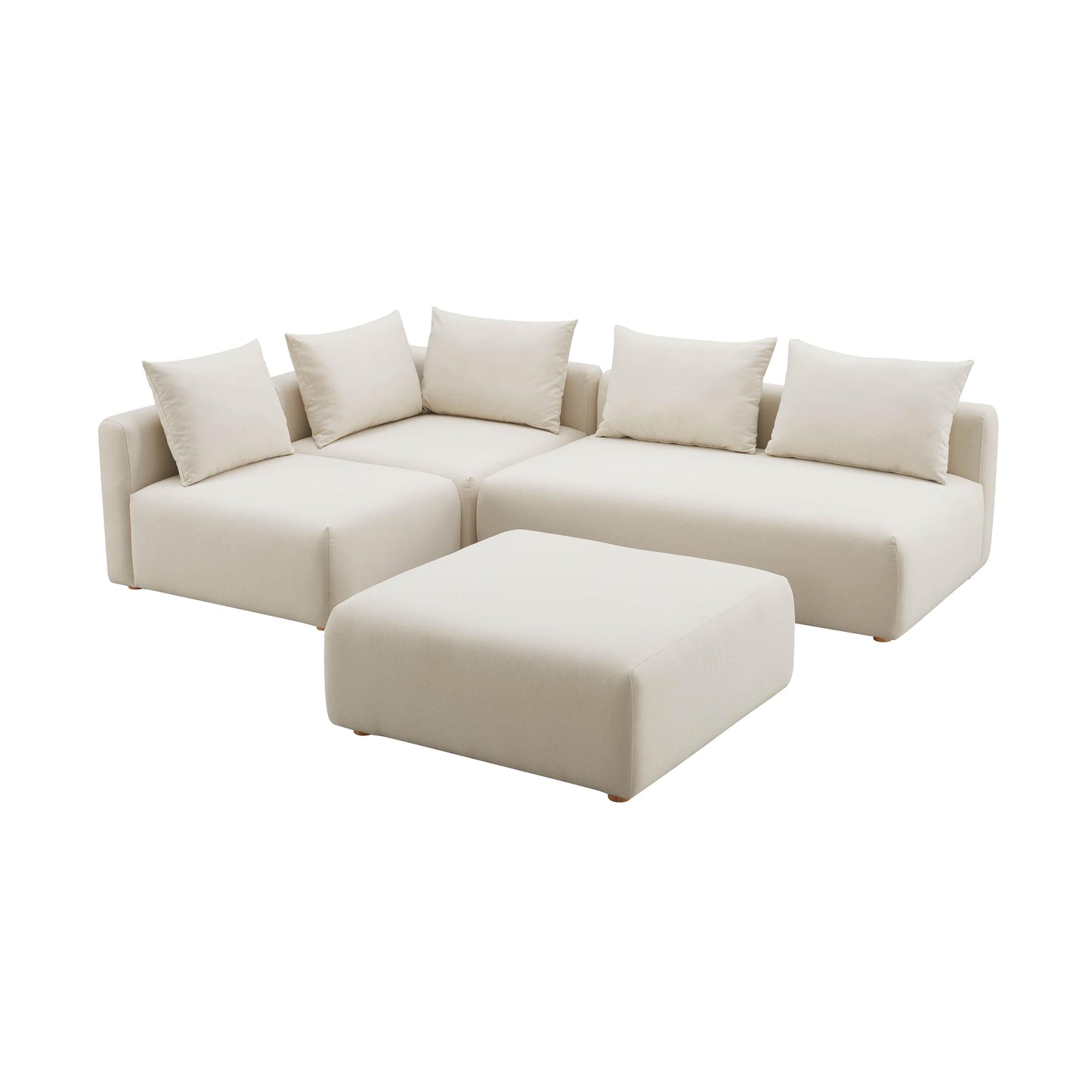 Hangover 4-Piece Cream Performance Linen Modular Chaise Sectional - Default Variant