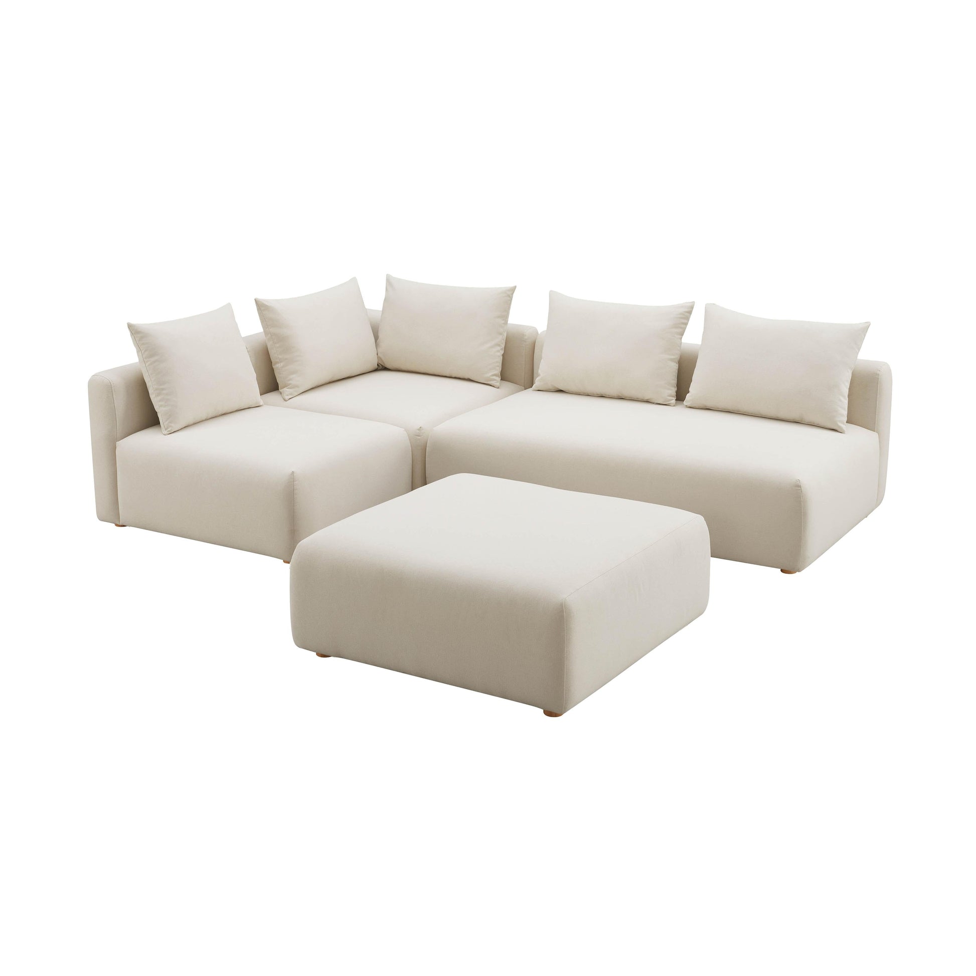 Hangover 4-Piece Cream Performance Linen Modular Chaise Sectional - Default Variant