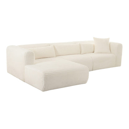 Fluffy Oversized Cream Corduroy Modular LAF Sectional