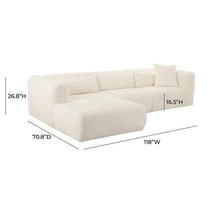 Fluffy Oversized Cream Corduroy Modular LAF Sectional