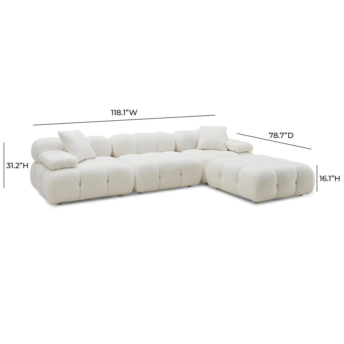 Calliope 4-Piece Performance Vegan Shearling Modular Sectional
