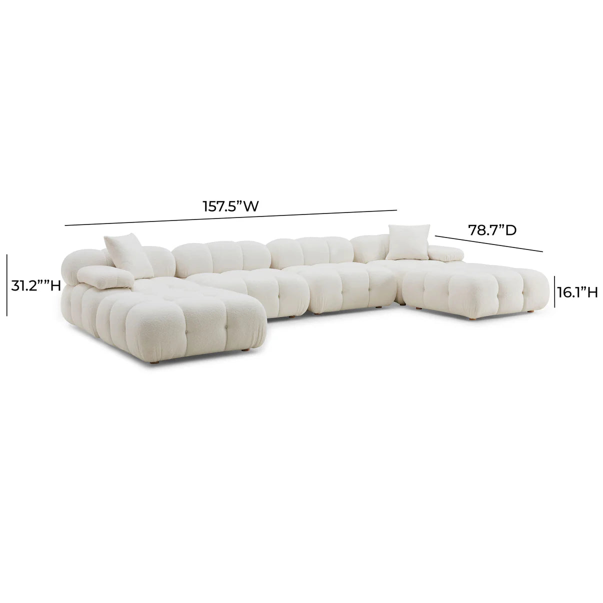 Luxury U-Shape Sectional Sofa in Teddy | Calliope Collection