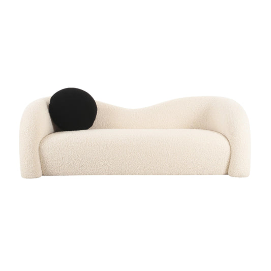 Leonie 84" Beige Faux Shearling Sofa