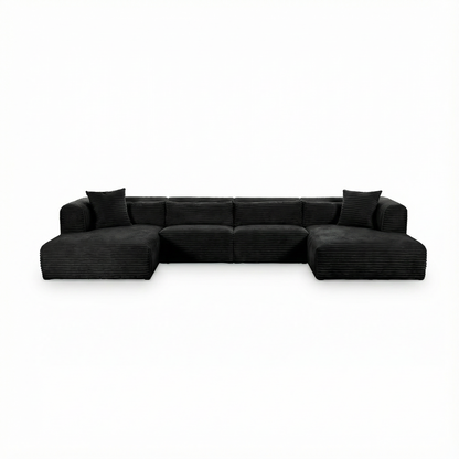 Tarra 4-Piece Fluffy Oversized Performance Corduroy Modular U-Sectional