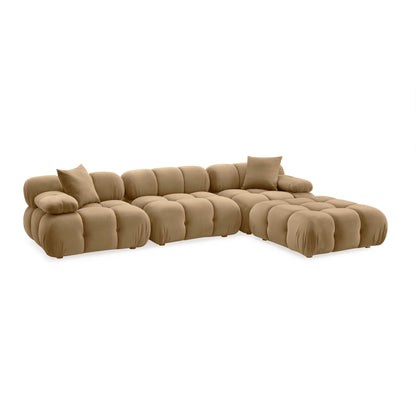Calliope 4-piece Cafe Au Lait Performance Velvet Modular Sectional - Default Variant