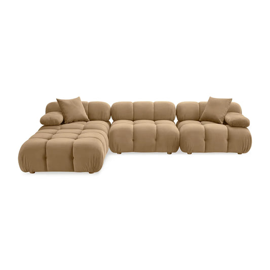 Calliope 4-Piece Cafe Au Lait Performance Velvet Modular Sectional