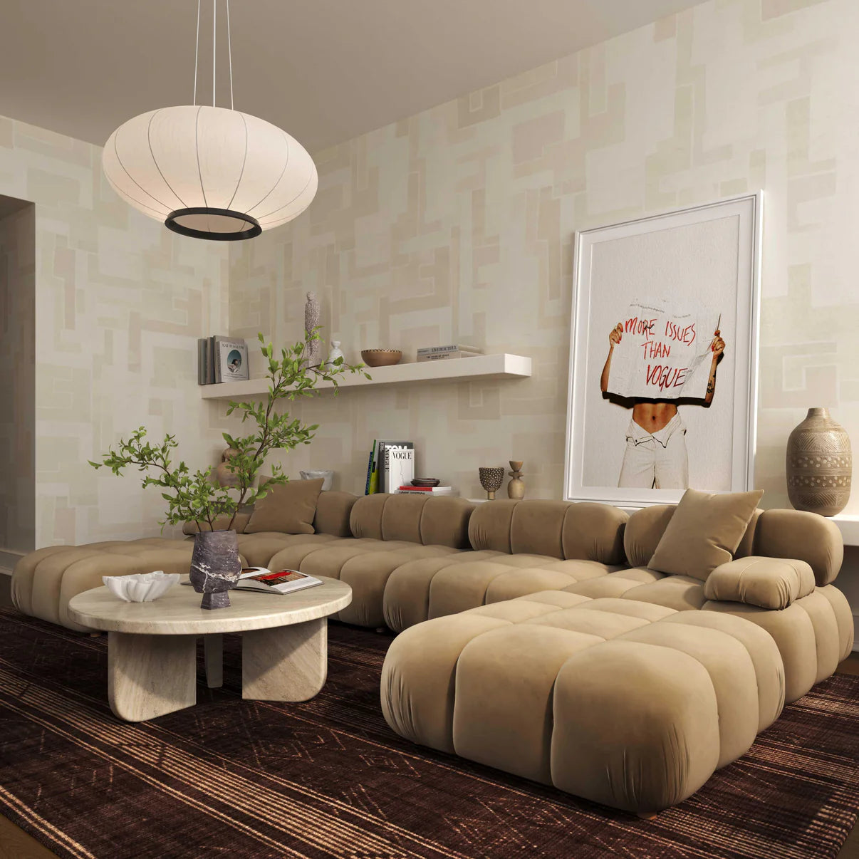 Luxury U-Shape Sectional Sofa in Velvet | Calliope Collection