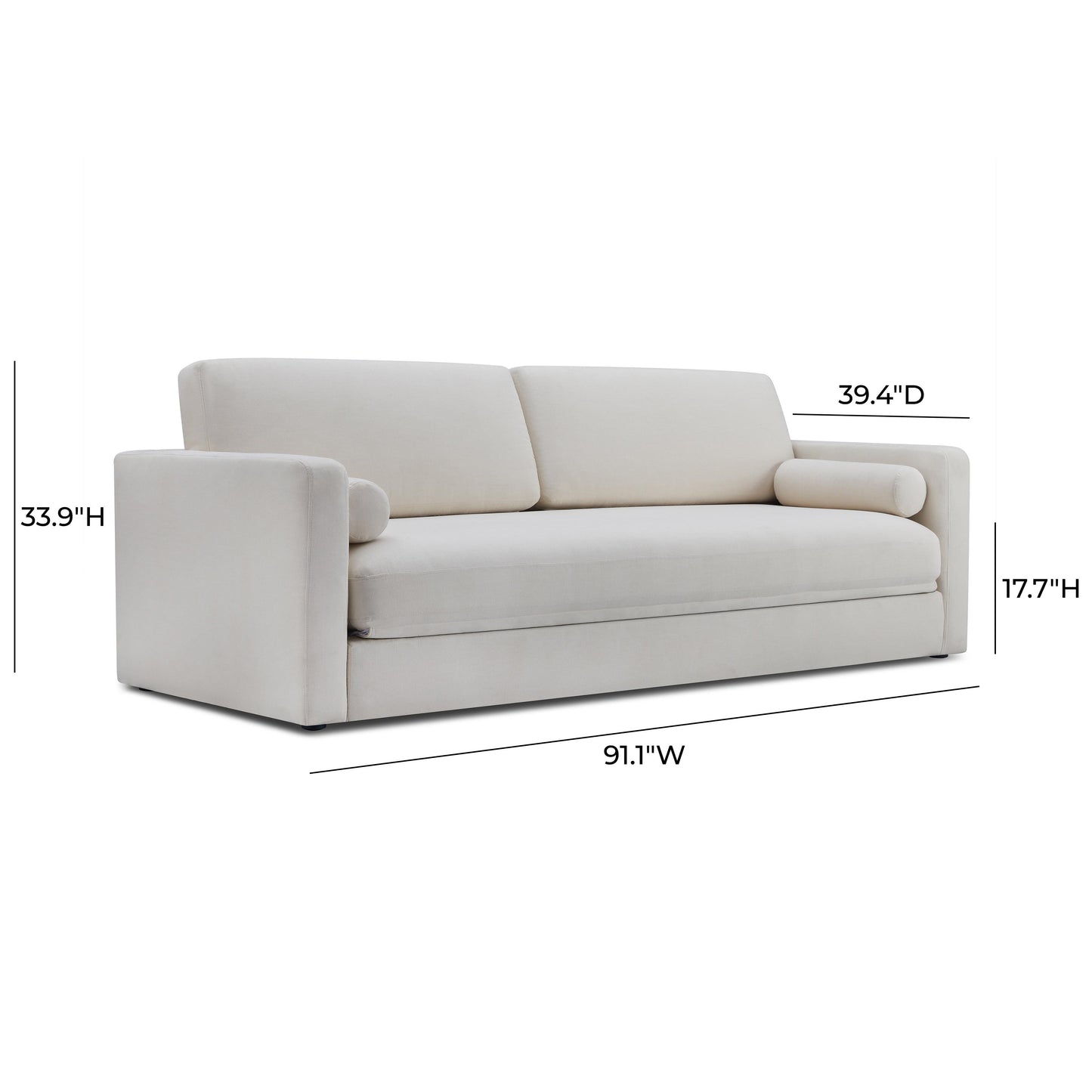 Ryan 91" Cream Upcycled Performance Linen Sleeper Sofa
