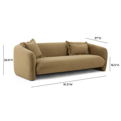 Lou 91" Cafe Au Lait Performance Velvet Sofa