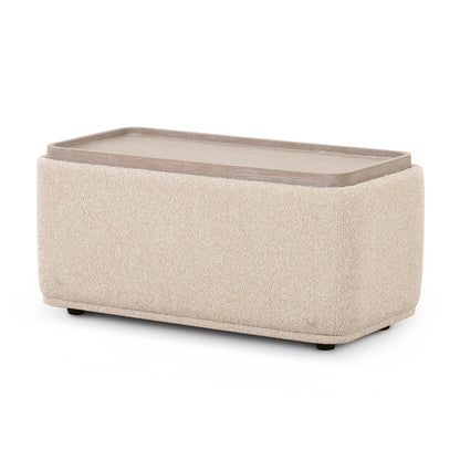 Sylvie Cream Performance Boucle Ottoman Table