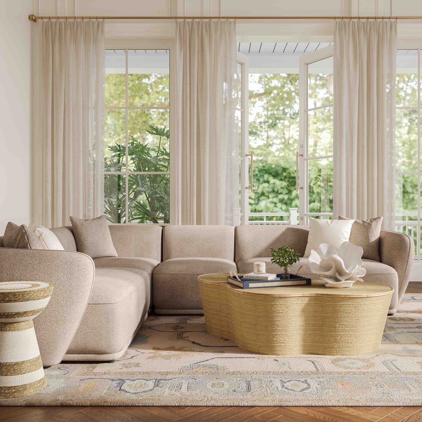 Sylvie 4-Piece Cream Performance Boucle Sectional