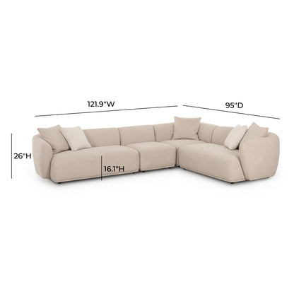 Sylvie 4-Piece Cream Performance Boucle Sectional