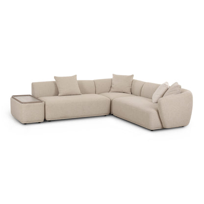 Sylvie 4-Piece Cream Performance Boucle Chaise Sectional - LAF