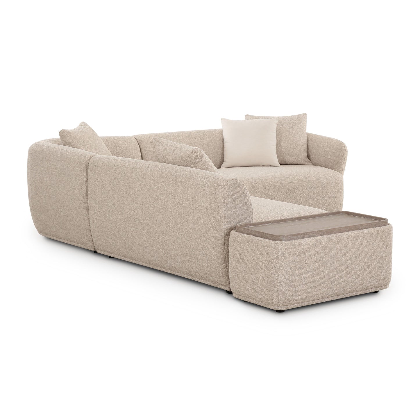 Sylvie 4-Piece Cream Performance Boucle Chaise Sectional