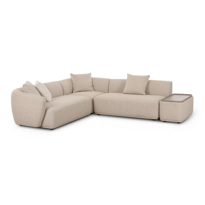 Sylvie 4-Piece Cream Performance Boucle Chaise Sectional - RAF
