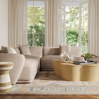 Sylvie 4-Piece Cream Performance Boucle Chaise Sectional