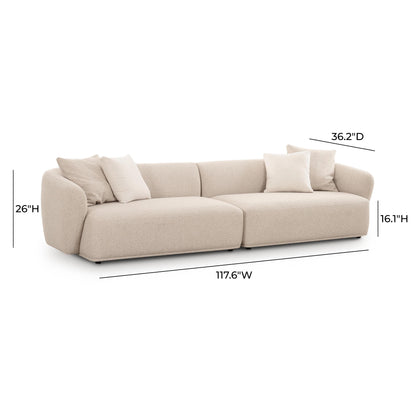 Sylvie 118" Cream Performance Boucle Sofa