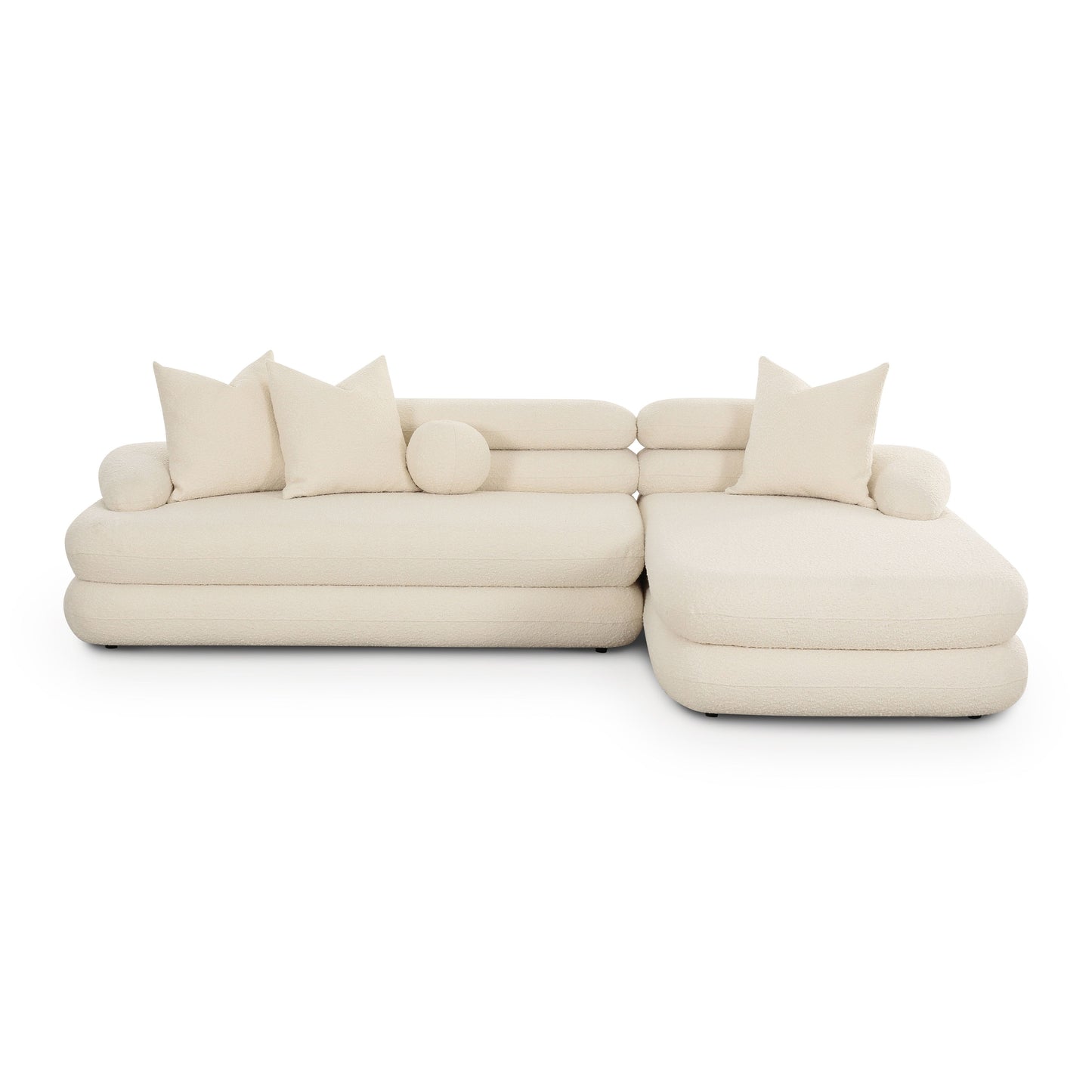 Lulu 2-Piece Cream Performance Boucle L-Shaped Sectional - RAF