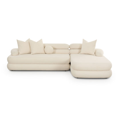 Lulu 2-Piece Cream Performance Boucle L-Shaped Sectional - RAF