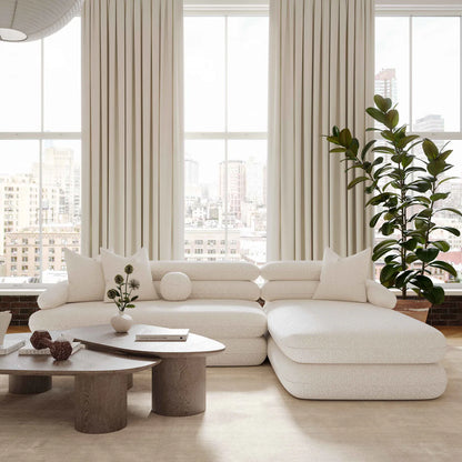 Lulu L-Shape Sectional Sofa with Right Chaise | Cream Bouclé