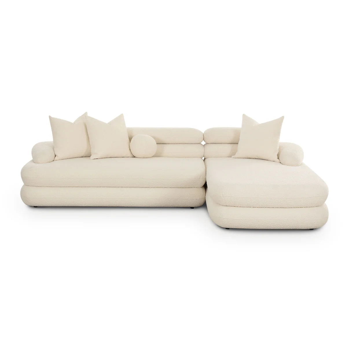 Lulu L-Shape Sectional Sofa with Right Chaise | Cream Bouclé