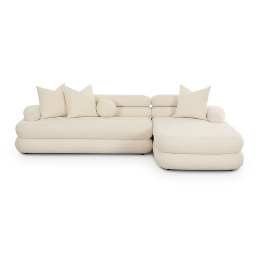 Lulu L-Shape Sectional Sofa with Right Chaise | Cream Bouclé