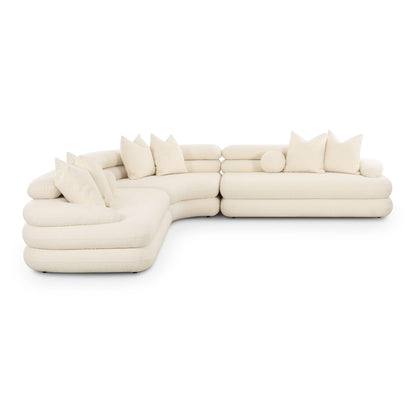 Lulu 3-Piece Cream Performance Boucle Modular Curved L-Sectional - Default Variant