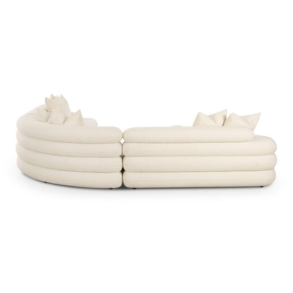 Lulu 3-Piece Cream Performance Boucle Modular Curved L-Sectional