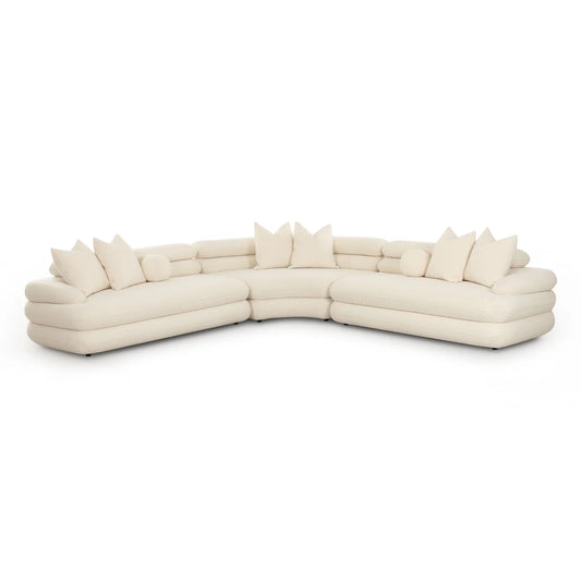 Lulu Curved L-Shape Sectional Sofa | Cream Bouclé