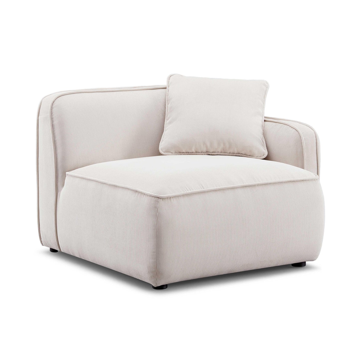 Travie Performance Corduroy Velvet RAF Corner Chair - White Sand