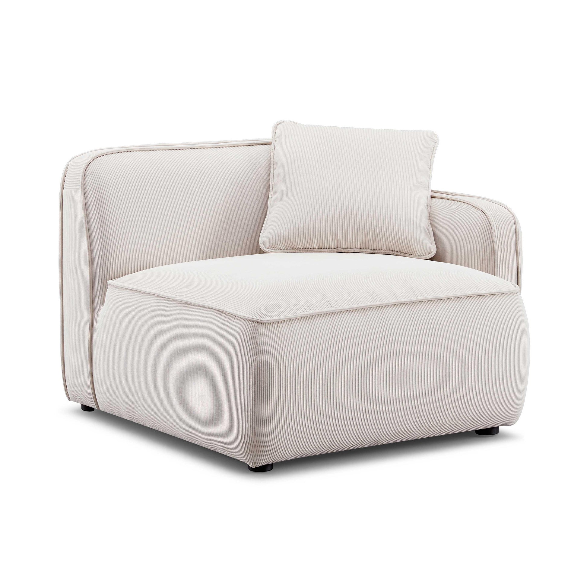 Travie Performance Corduroy Velvet RAF Corner Chair - White Sand