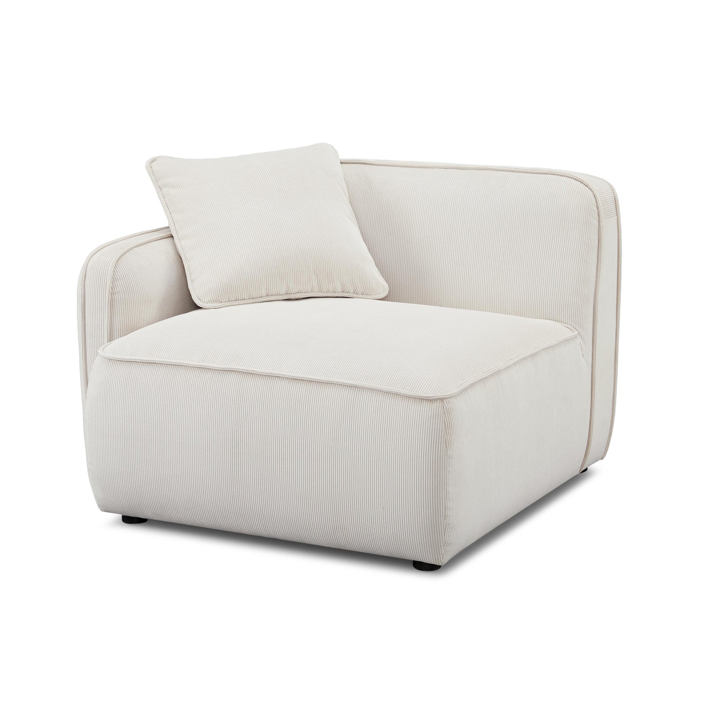 Travie Performance Corduroy Velvet LAF Corner Chair - White Sand