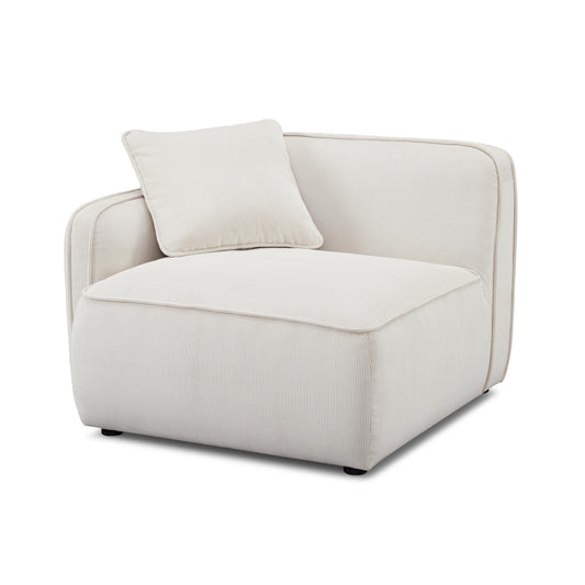 Travie Performance Corduroy Velvet LAF Corner Chair - White Sand