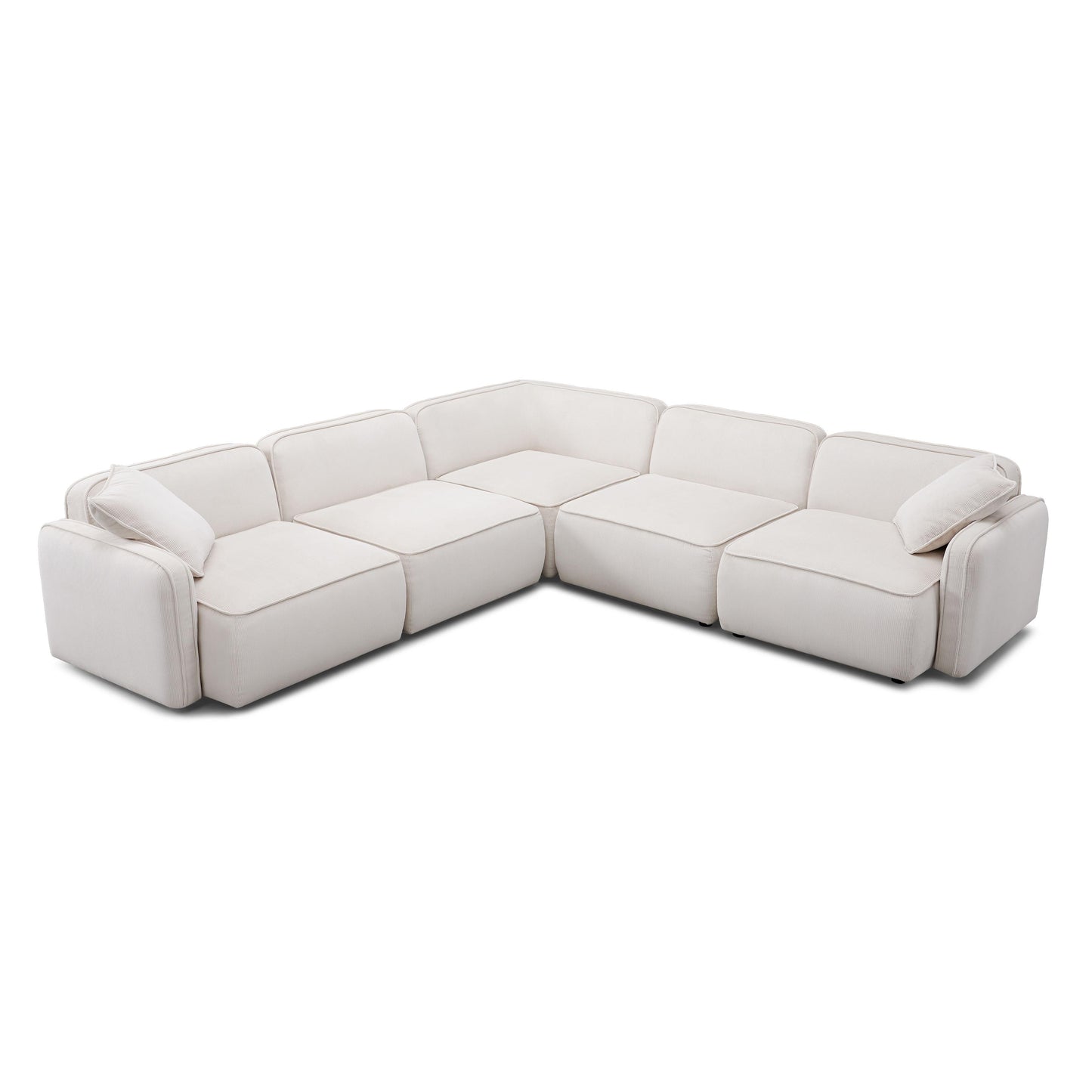 Travie 5-Piece Performance Corduroy Velvet Modular L-Sectional - White Sand