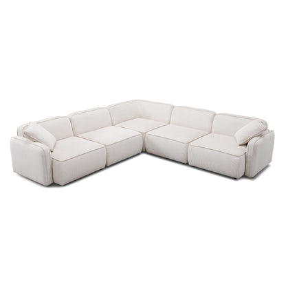 Travie 5-Piece Performance Corduroy Velvet Modular L-Sectional - White Sand