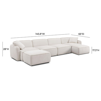 Travie 6-Piece Performance Corduroy Velvet Modular U-Sectional