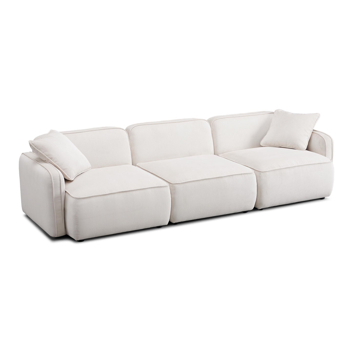 Travie 112" Performance Corduroy Velvet Modular Sofa - White Sand