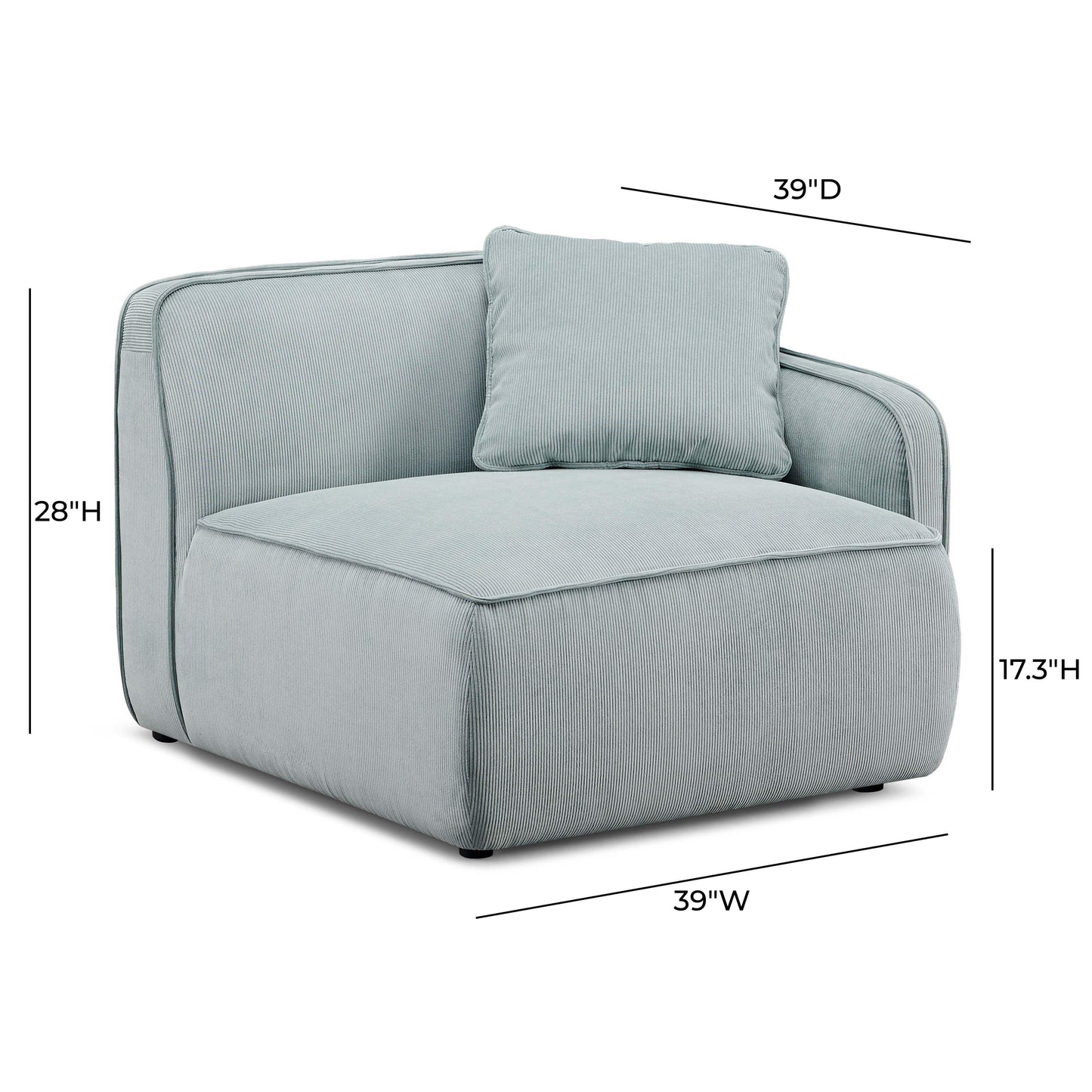 Travie Performance Corduroy Velvet RAF Corner Chair
