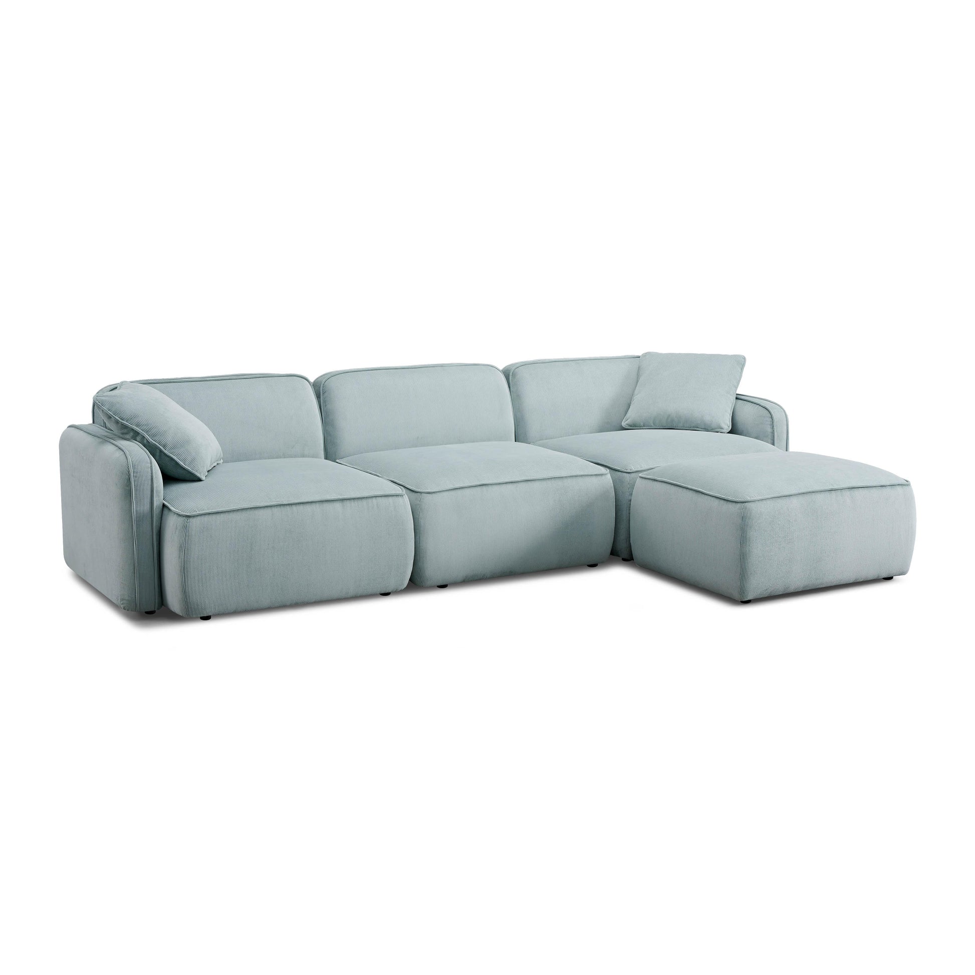 Travie 4-Piece Performance Corduroy Velvet Modular Sectional - Sea Blue