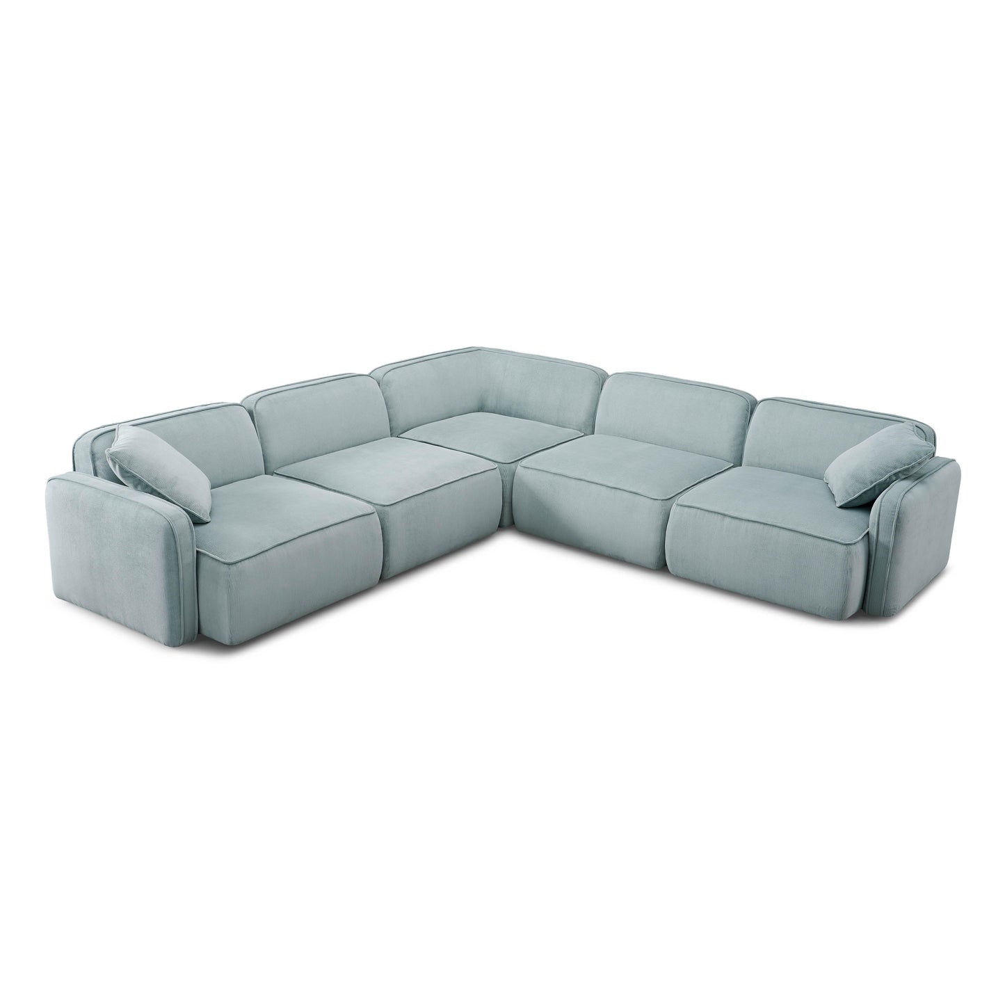 Travie 5-Piece Performance Corduroy Velvet Modular L-Sectional - Sea Blue