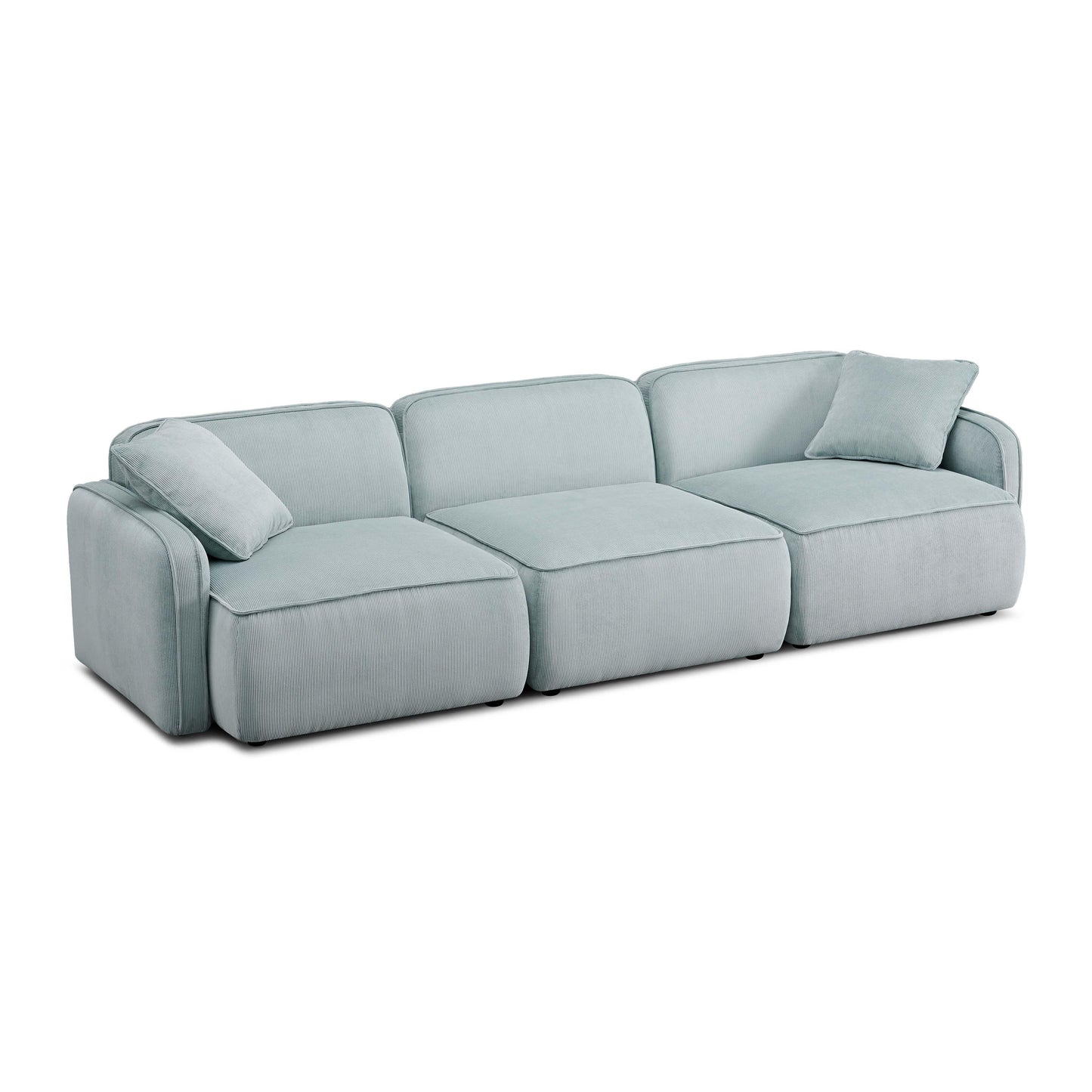 Travie 112" Performance Corduroy Velvet Modular Sofa - Sea Blue