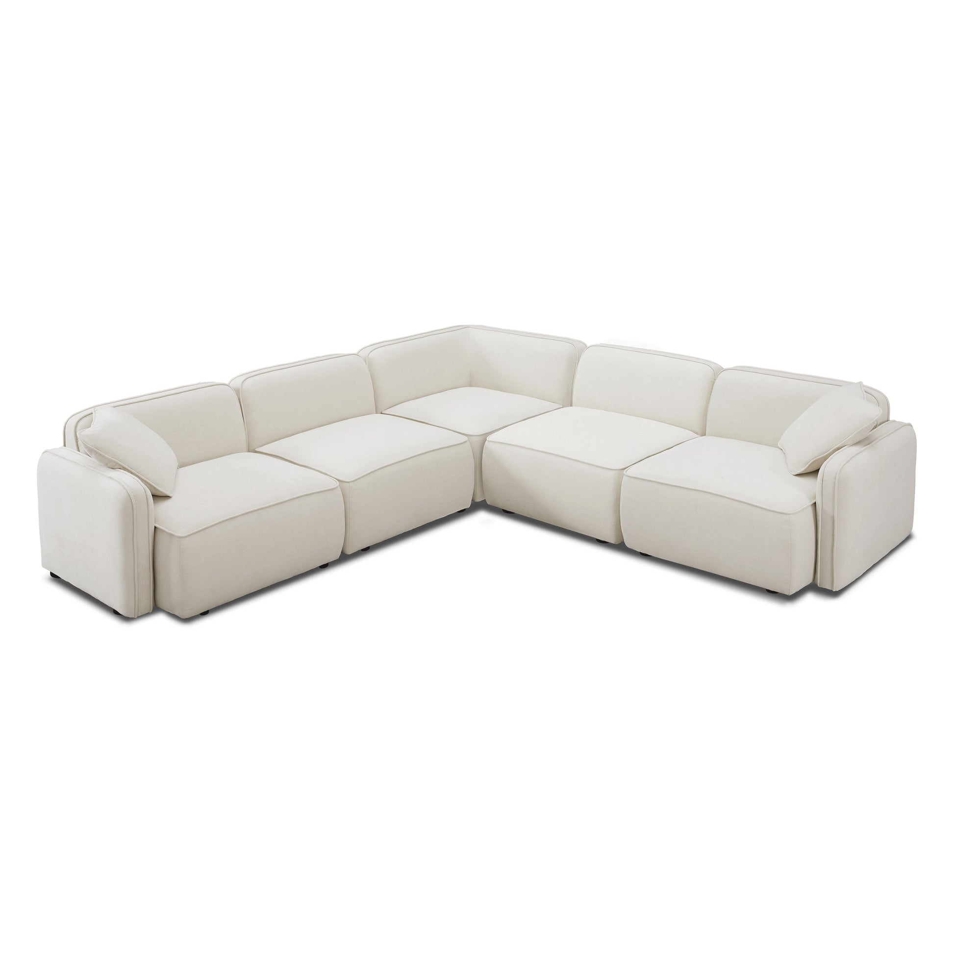 Travie 5-Piece Sand Upcycled Performance Linen Modular L-Sectional - Default Variant