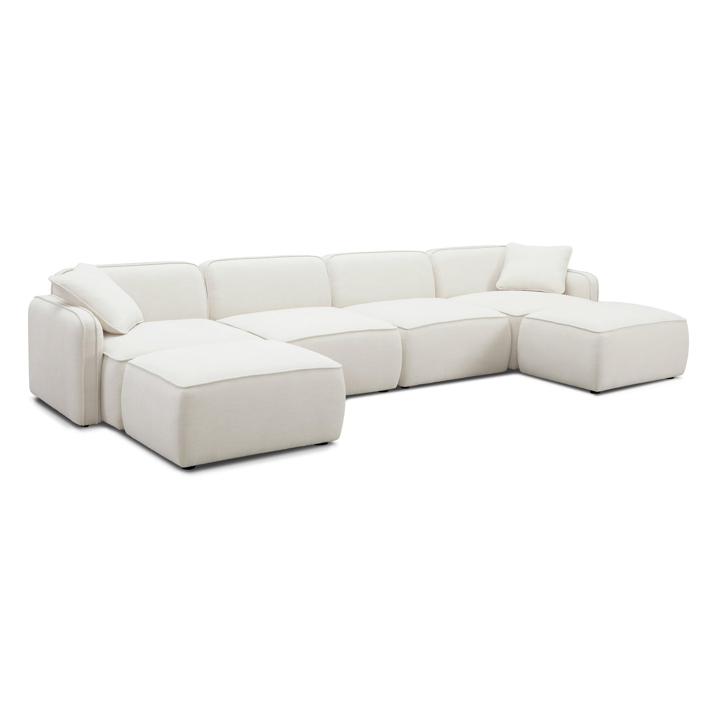 Travie 6-Piece Sand Upcycled Performance Linen Modular U-Sectional - Default Variant
