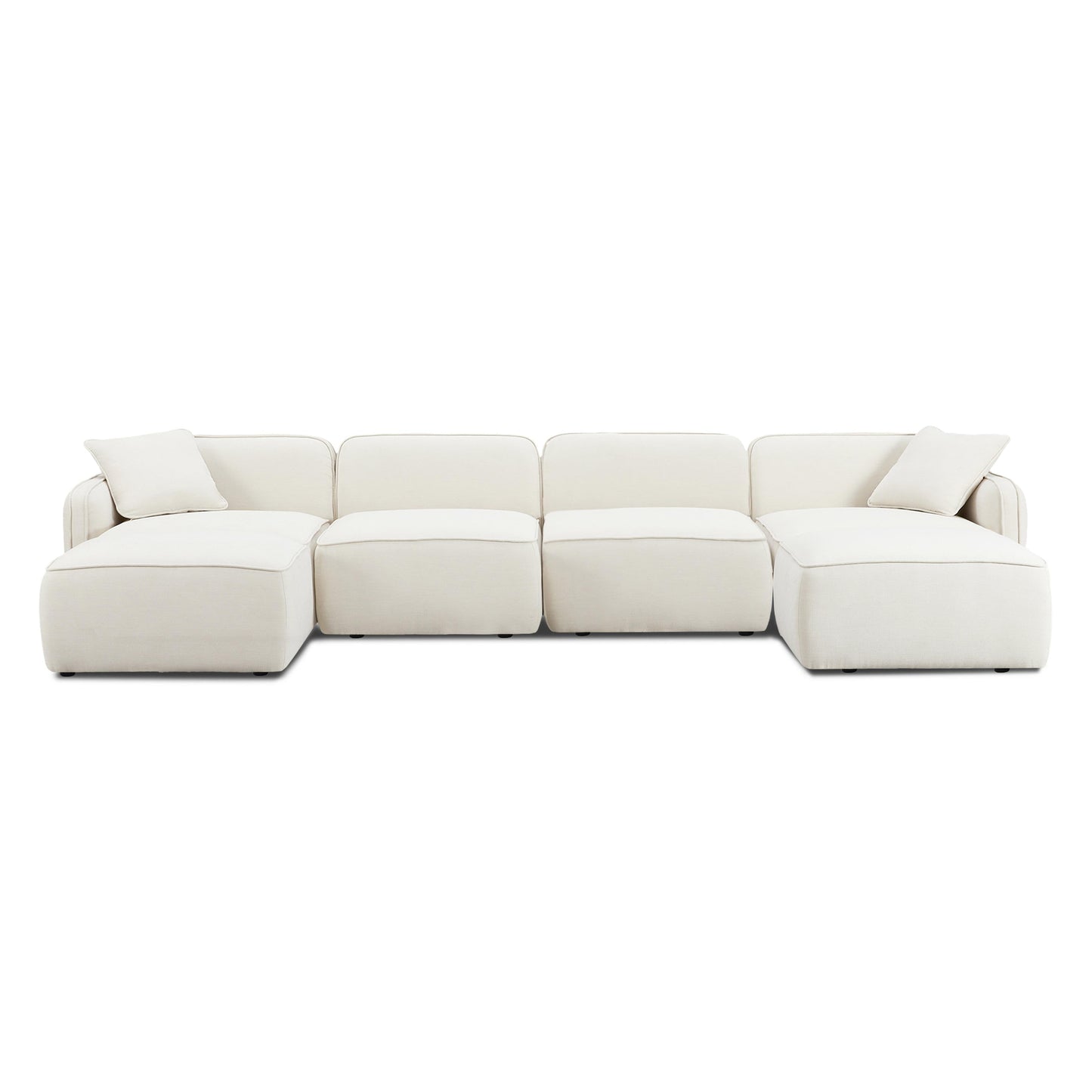 Travie 6-Piece Sand Upcycled Performance Linen Modular U-Sectional
