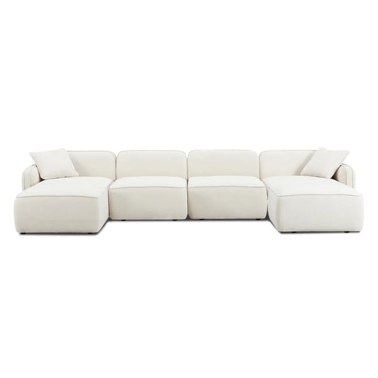 Travie 6-Piece Sand Upcycled Performance Linen Modular U-Sectional