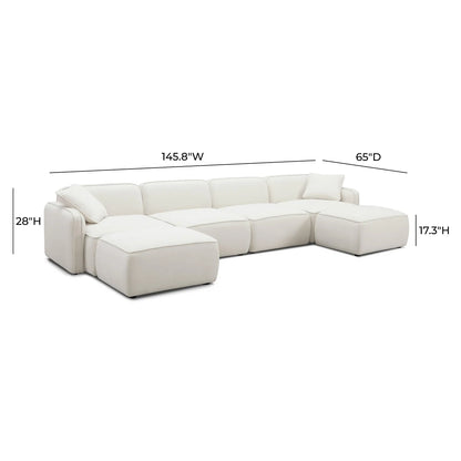 Travie 6-Piece Sand Upcycled Performance Linen Modular U-Sectional