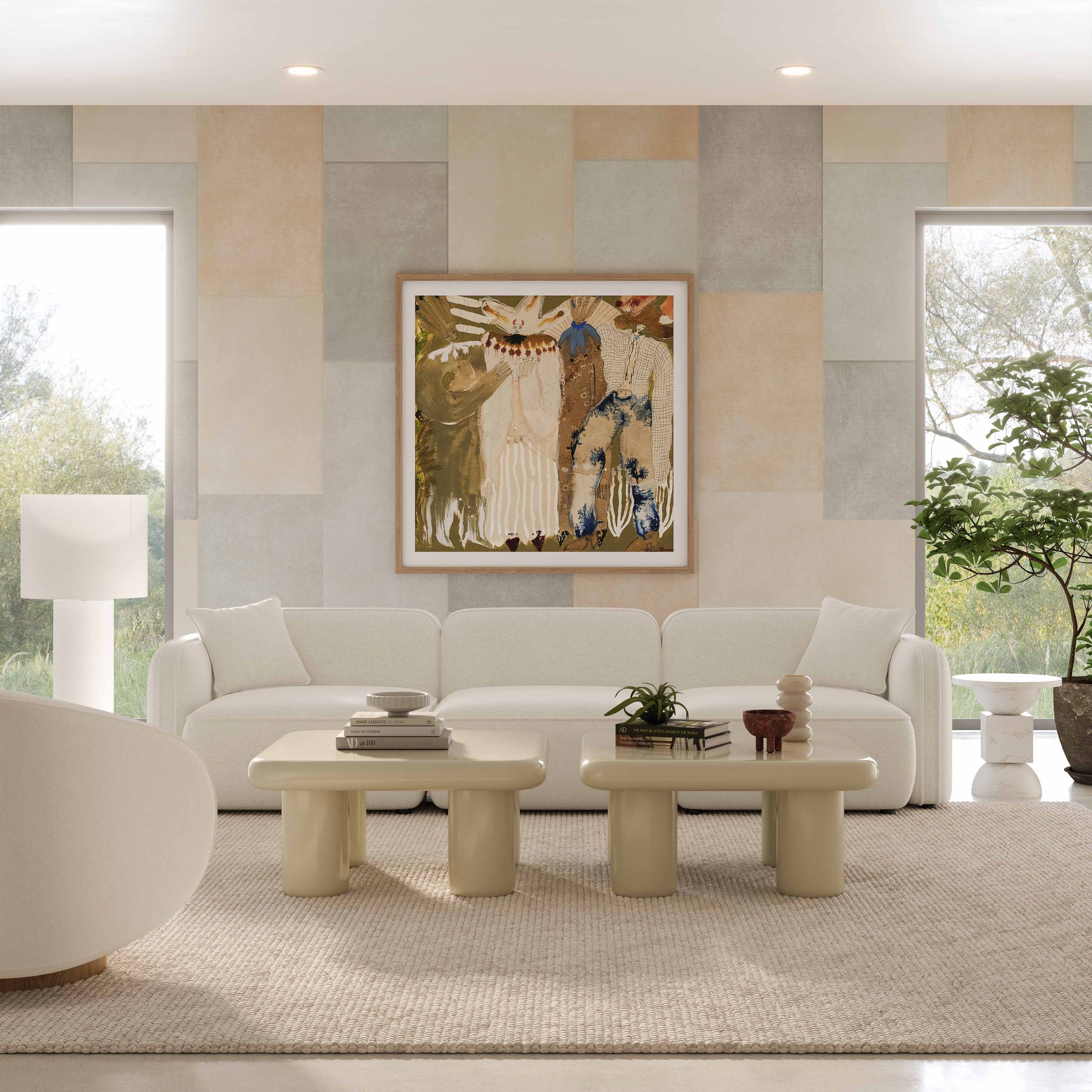 Travie Sand Upcycled Performance Linen Modular Sofa