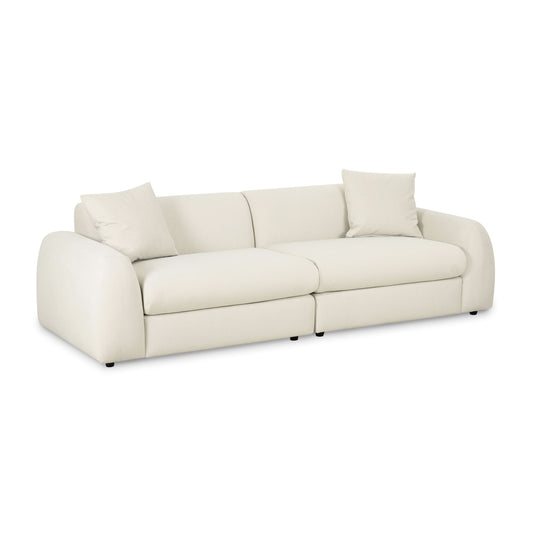 Kourtney 100" Cream Performance Faux Mohair Sofa - Default Variant