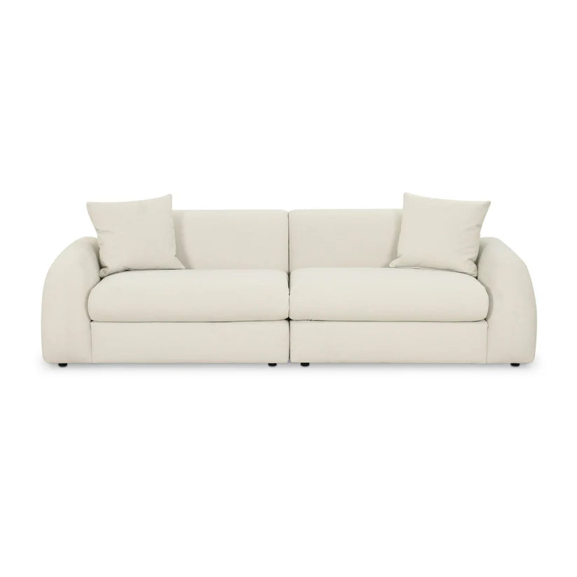 Kourtney 100" Cream Faux Mohair Sofa